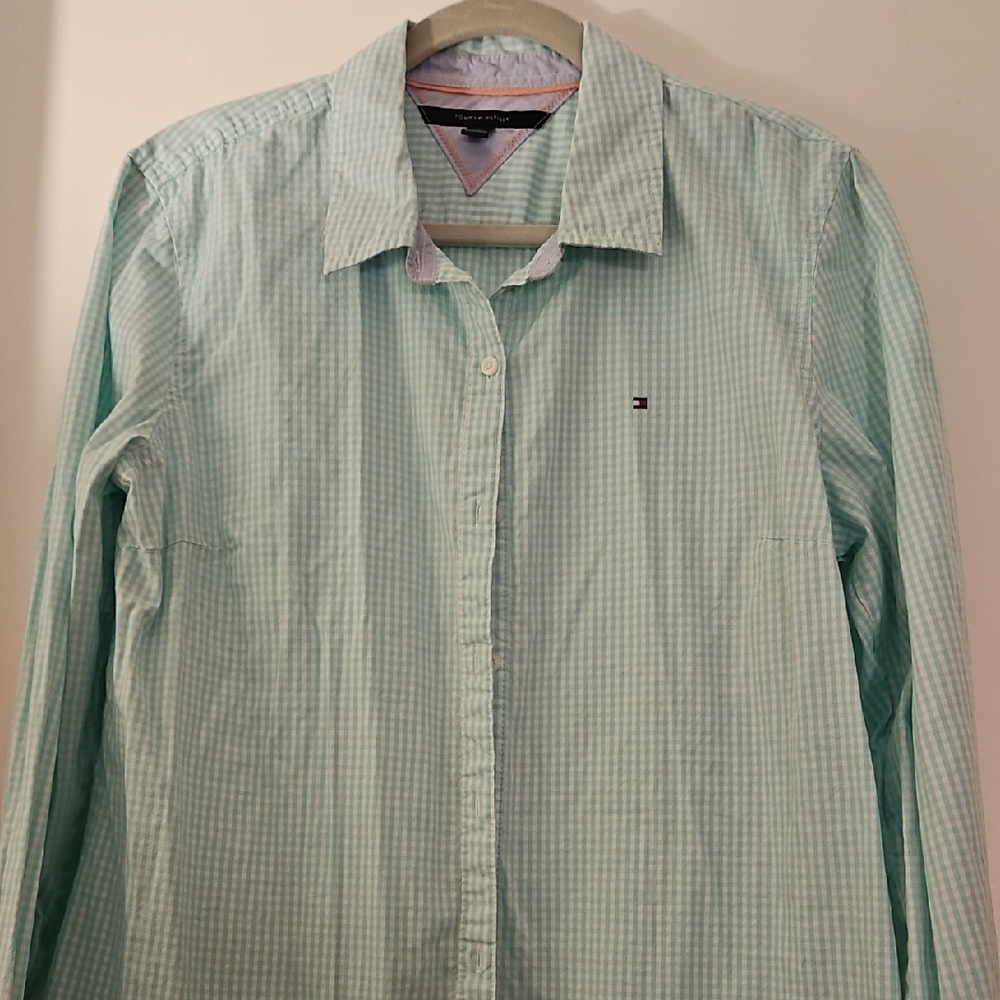 Tommy Hilfiger Men's Light Green Checkered Shirt
